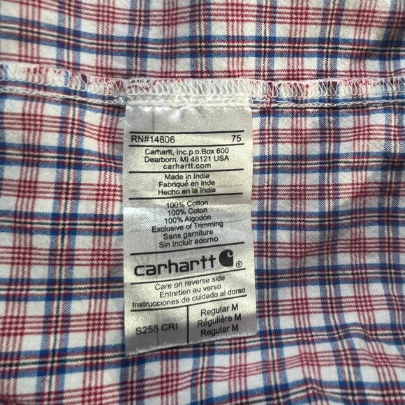 Carhartt Work Shirt Mens Medium Red Plaid Button Up Long Sleeve Outdoor Casual - Picture 6 of 9